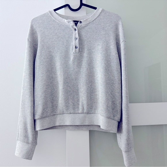 Theory Weekend Waffle Knit Henley Pullover - Picture 3 of 7